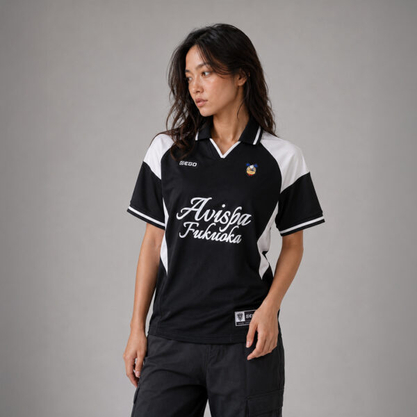 AE603 เสื้อเชิ้ตแขนสั้นทรงโอเวอร์ไซส์ สีดำ